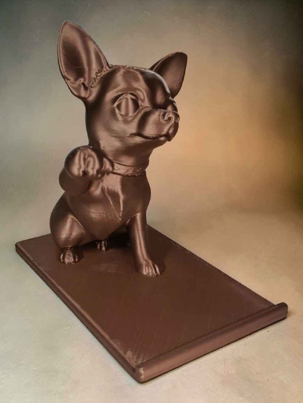 Hand Crafted Chihuahua Dog Raised Paw Phone Holder